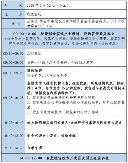 中基协：6月12日举办“私募基金+智能制造”私享汇活动