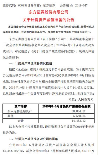 三雷齐爆，或拖累东方证券半年业绩