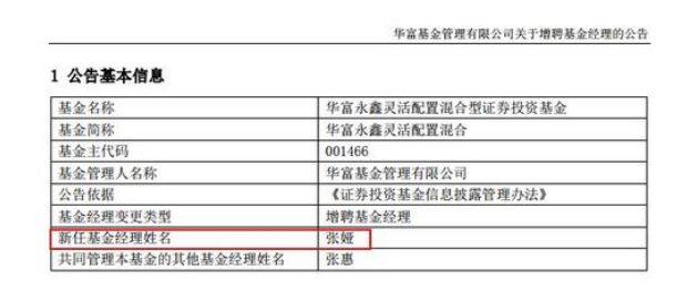 重回公募10个月之后 张娅上任华富永鑫基金经理