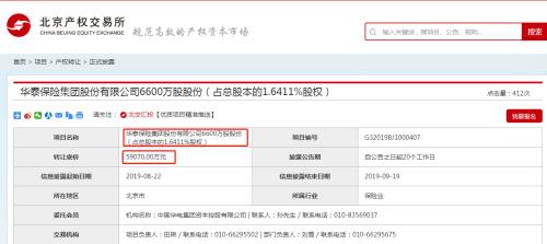 5.9亿元底价转让6600万股！年内第9家小股东欲退出华泰保险