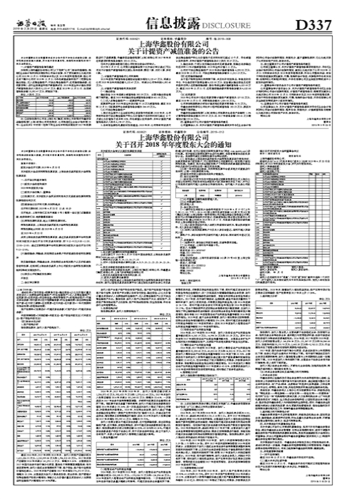 上海华鑫股份有限公司 关于计提资产减值准备的公告