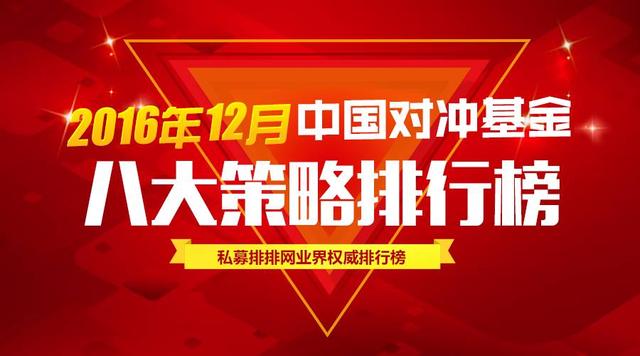 2016年12月中国对冲基金八大策略产品收益排行榜