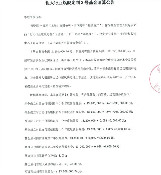 存续14个月却收3年管理费，钜洲资产旗下产品清算引争议