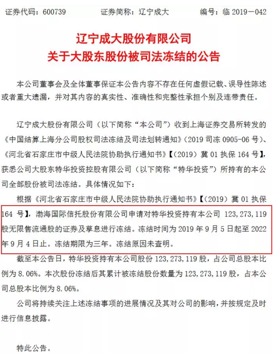 渤海信托冻结两上市公司股权！均涉金融大鳄李光荣