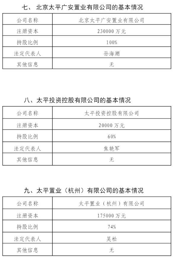 太平人寿共13家非保险子公司 太平养老产业投资等3家为全资控股