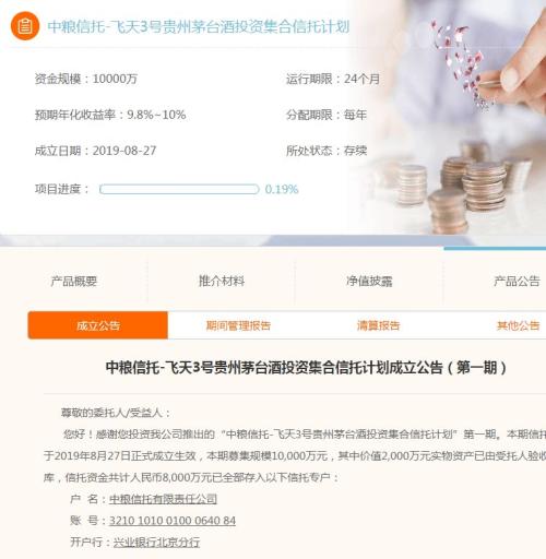 茅台神话持续：囤茅台成信托产品新方向 看信托另类投资风口