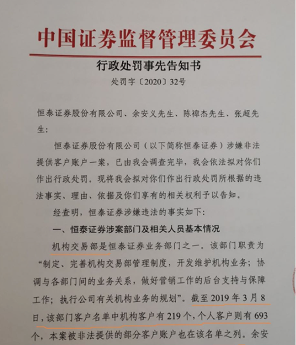 涉嫌提供账户并协助配资，恒泰证券这单违规震动券业，以出借账户招揽客户，200多万利小处罚却大了