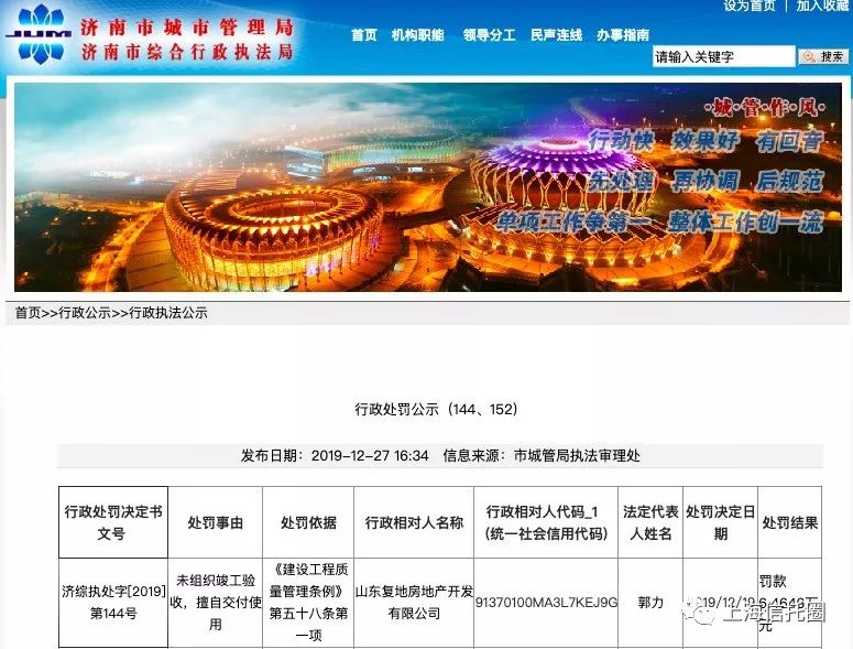 中诚信托与复星一合作子公司被济南主管部门罚款