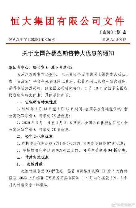 恒大7.5折房子大甩卖？疫情下销售告急房价会降吗？