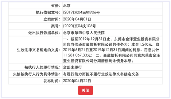 董事长黄其森被列为失信被执行人 泰禾回应：正协调