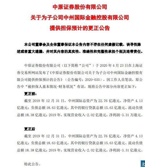 净利逆势下滑 中原证券又现公告“万倍”笔误