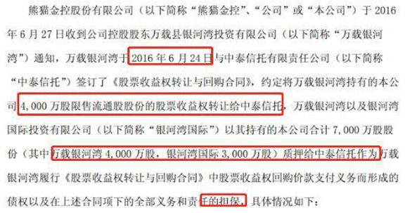 中泰信托踩雷熊猫金控，10亿元股票质押违约被推舆论高峰